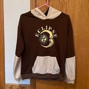 SHEIN- cream and brown hoodie. Size M